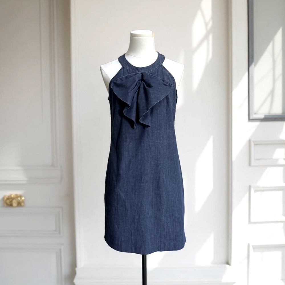 Banana Republic Denim Blue Halter Dress with Stretch! Small! - Picture 2 of 8